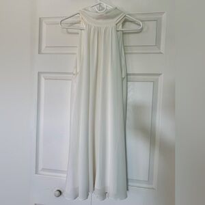 Badgley Mischka Turtleneck Sleeveless Back Tie Waistless Trapeze Mini Dress